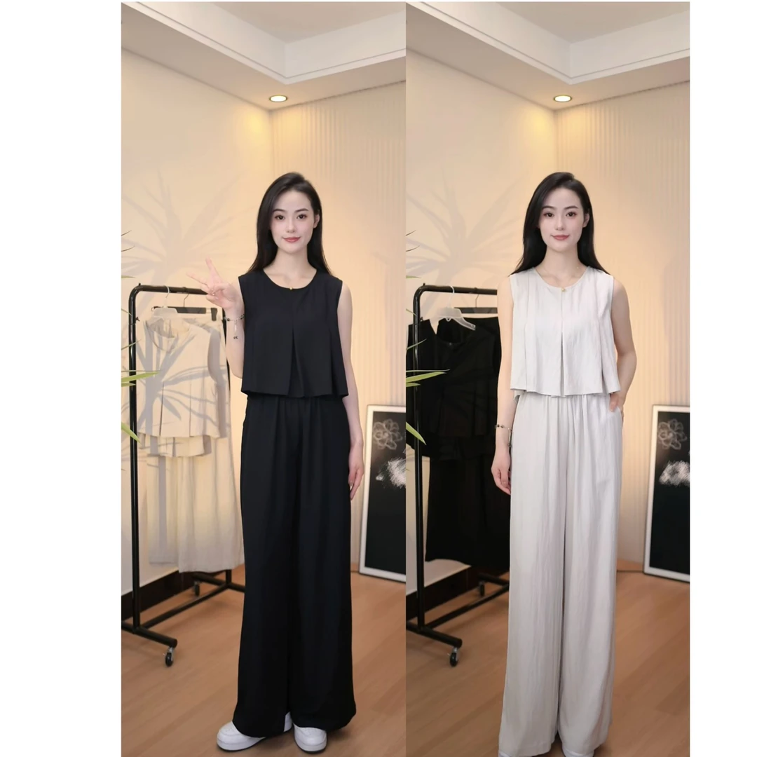 【TENSUM专属】【运补6-8元】时尚套装宽松显瘦阔腿裤气质休闲两件套