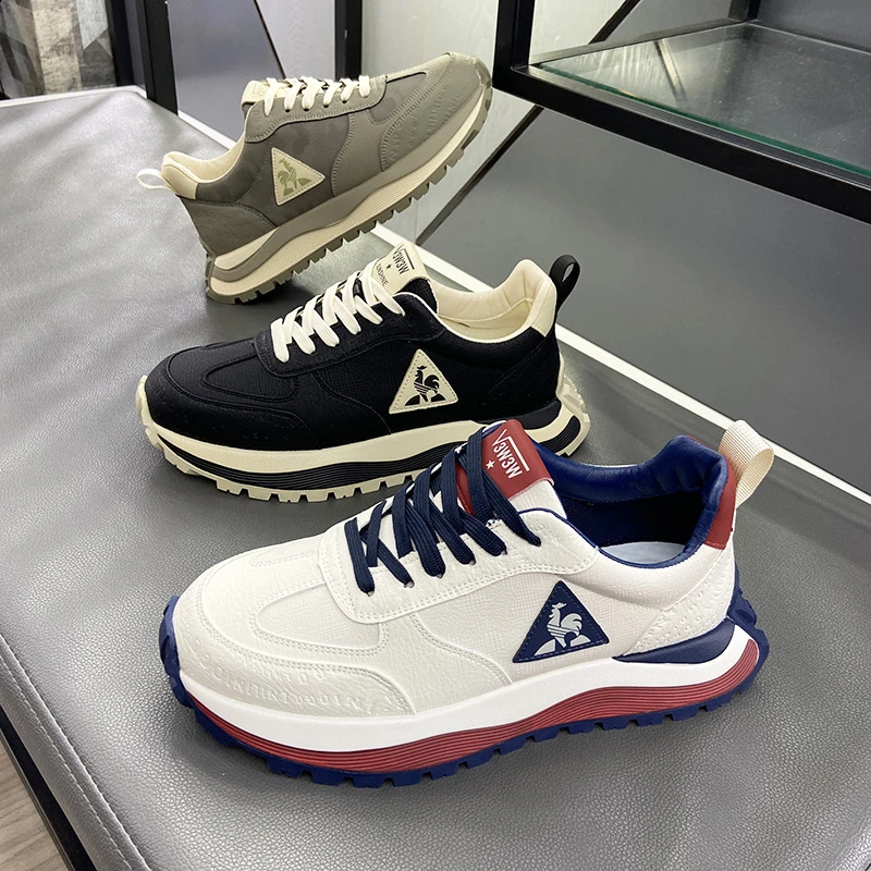 秋季2025皮面迷彩印花皮老爹鞋轻奢小白鞋潮牌百搭男鞋休闲运动鞋