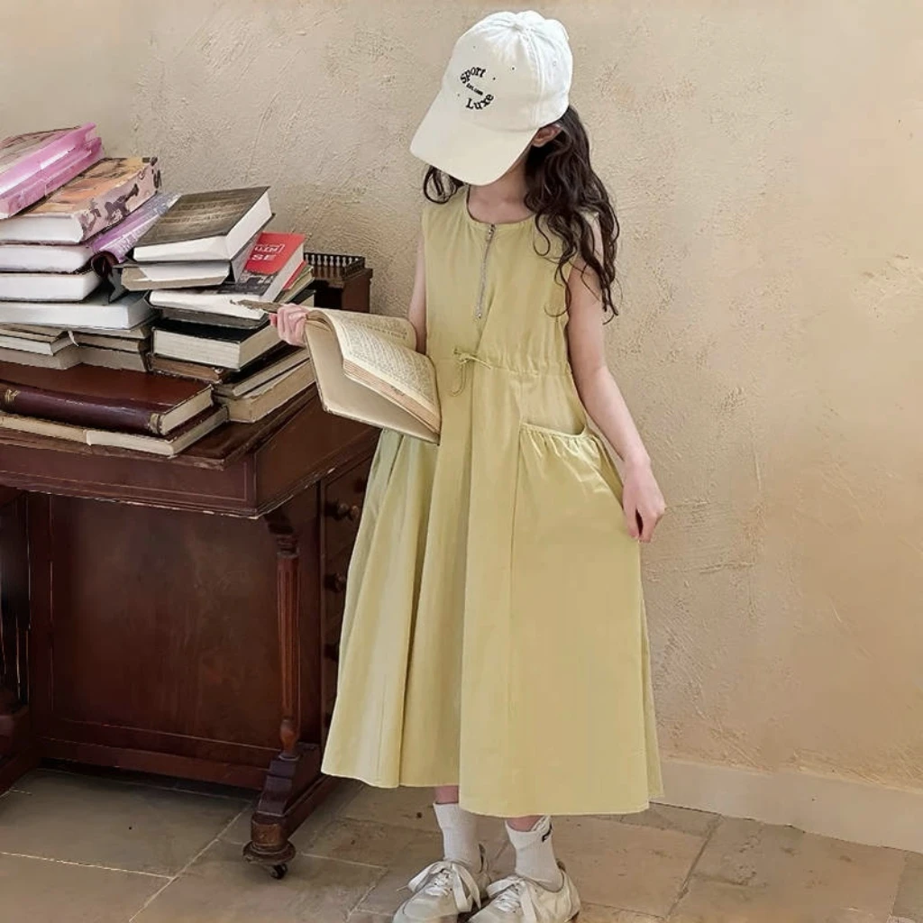 中大童女童连衣裙2025年夏季新款韩版背心连衣裙991款