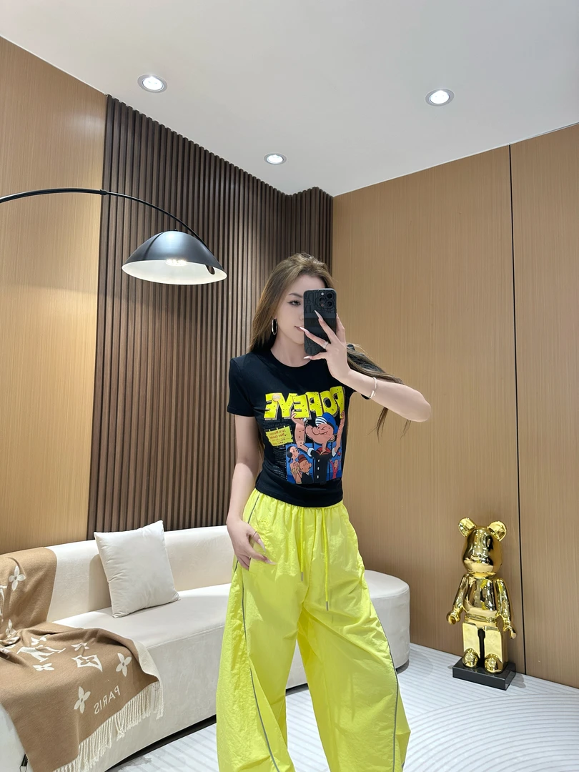 DA8170  卡通菠菜印花T恤夏季时尚休闲新款辣妹修身短袖上衣女