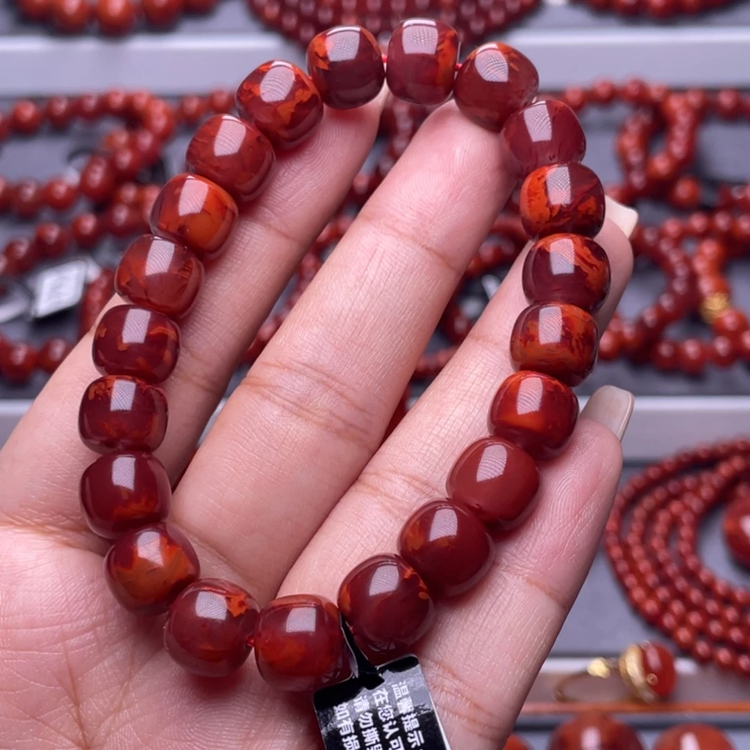 南红玛瑙未镶嵌其他天然高品10mm瓦西牛血爆妖花火焰手串