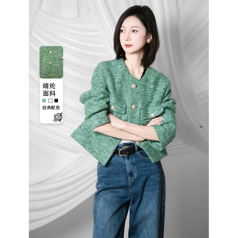 MASIENDI/玛丝恩迪秋冬粗花呢小香风短款上衣430655