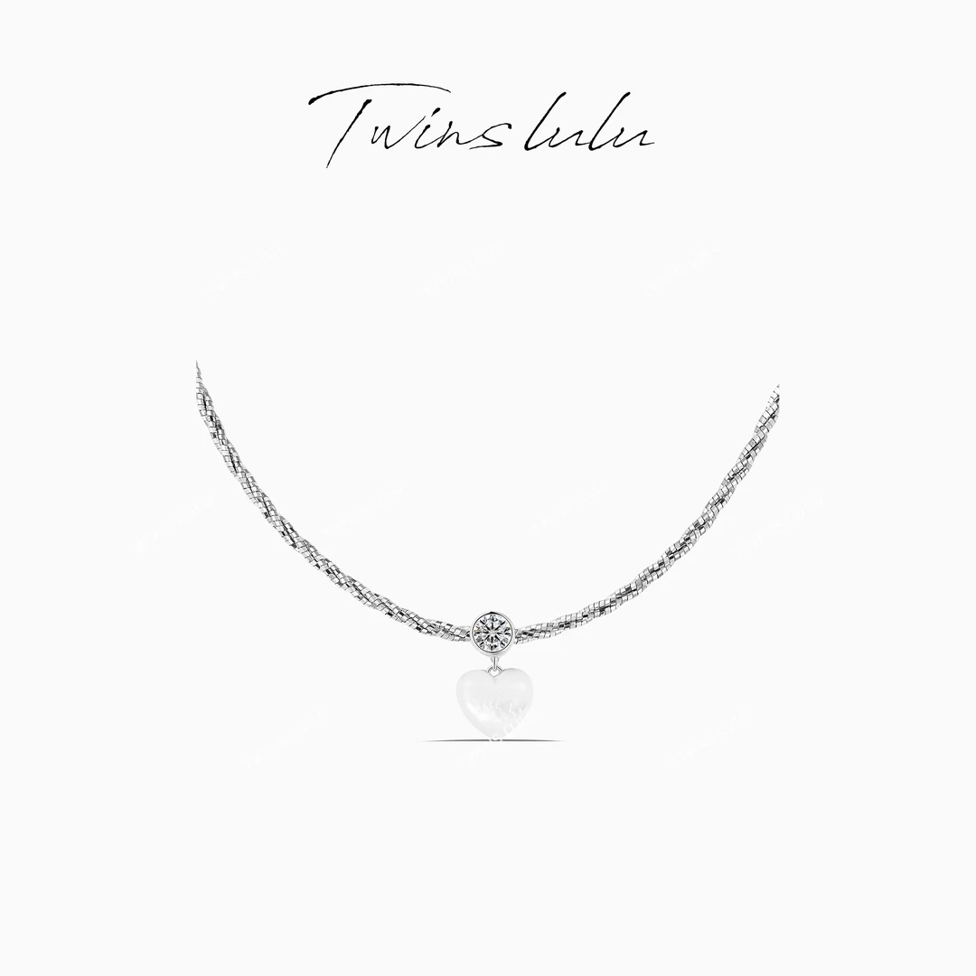 TWINS LULU 925银 镀k金 时尚小众简约气质蛇骨爱心项链TSJ9747
