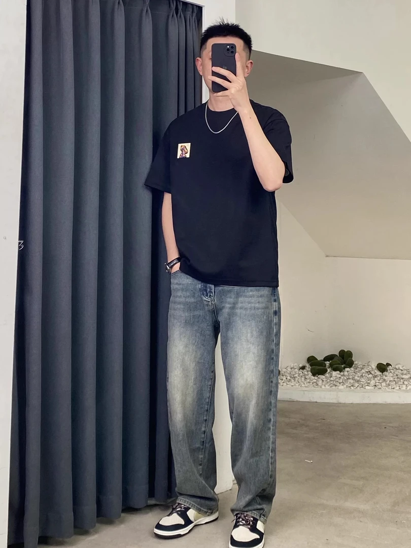 8173夏季新款男士短袖T恤舒适亲肤体恤圆领学生宽松简约打底