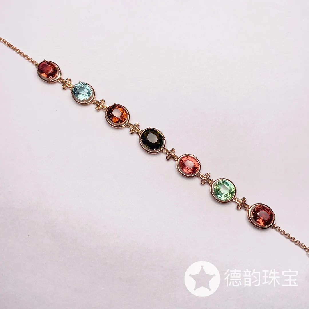 18K金镶嵌碧玺手链