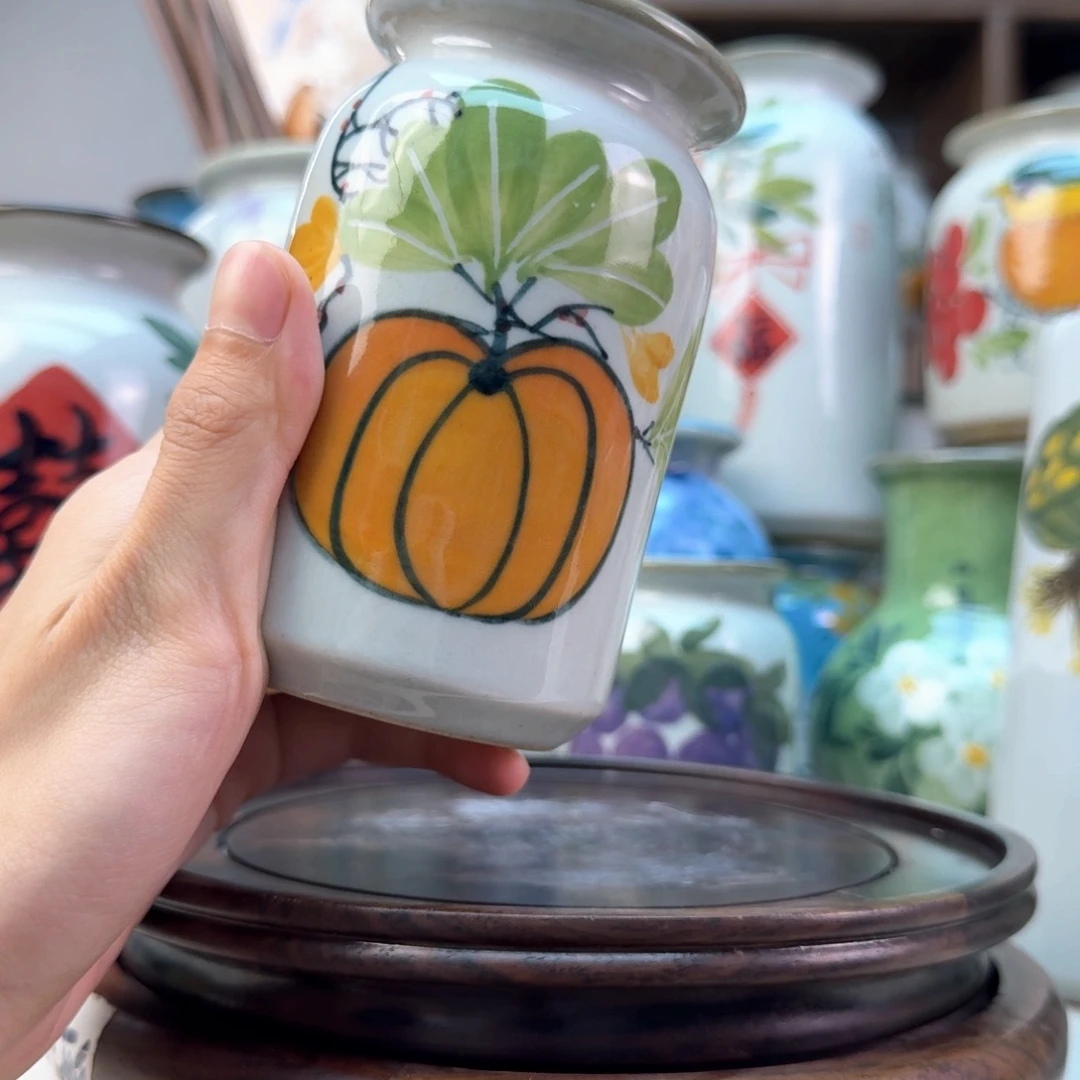 景德镇纯手绘陶瓷花瓶无孔