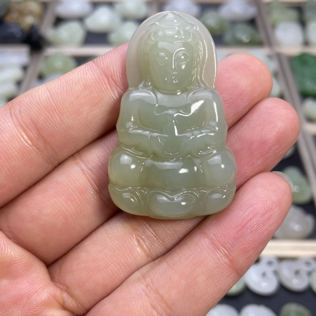 和田玉颈饰未镶嵌正装观音吊坠