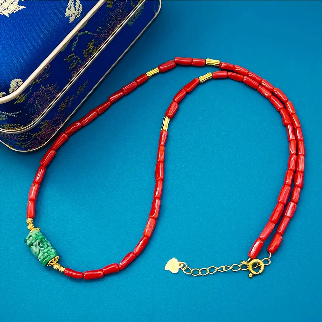 【何姐优选】珊瑚项链 珊瑚尺管约3mm+ DIY0372  多样性发货