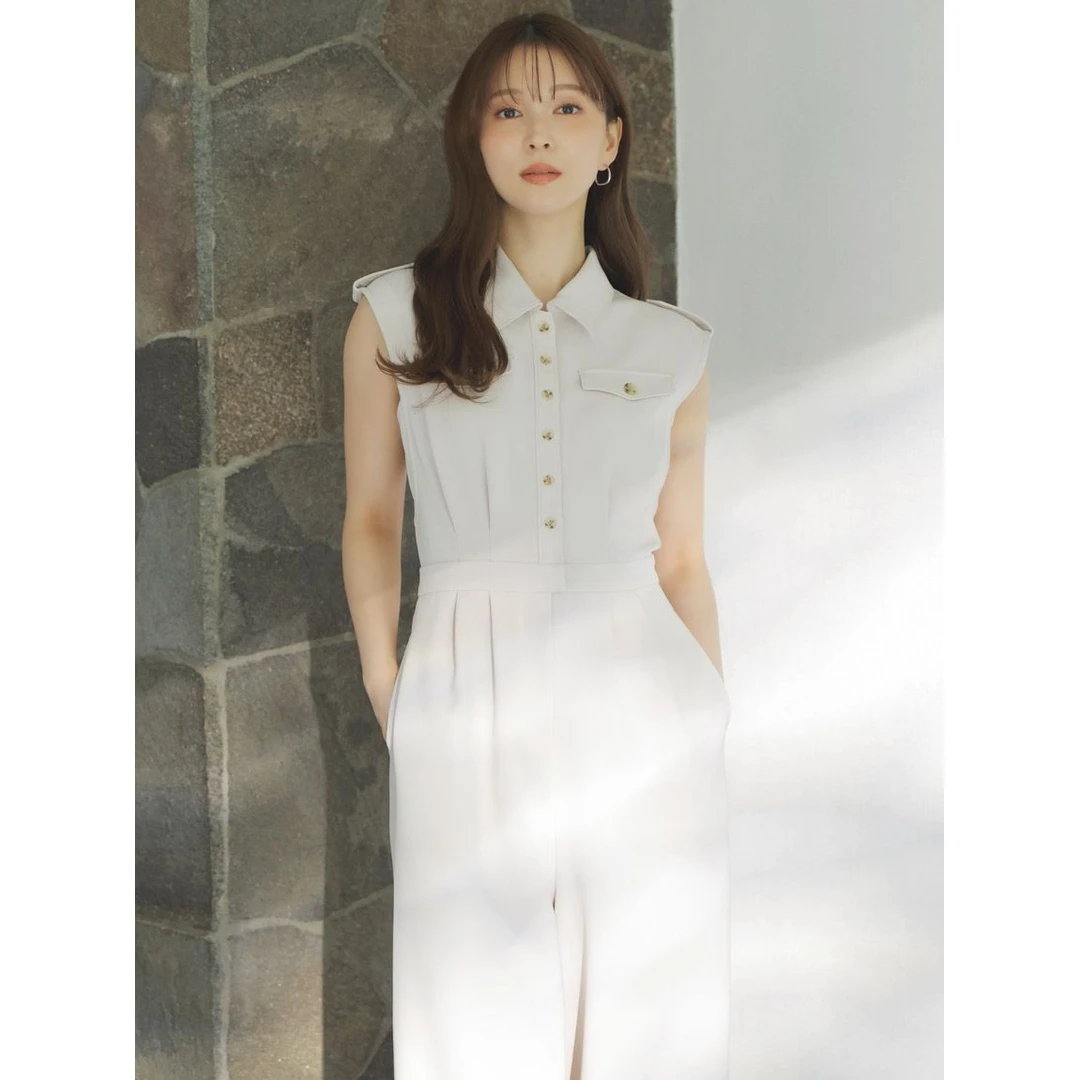 【DD外贸】S 夏季新款 温婉大方休闲显瘦宽松高腰无袖翻领连体裤