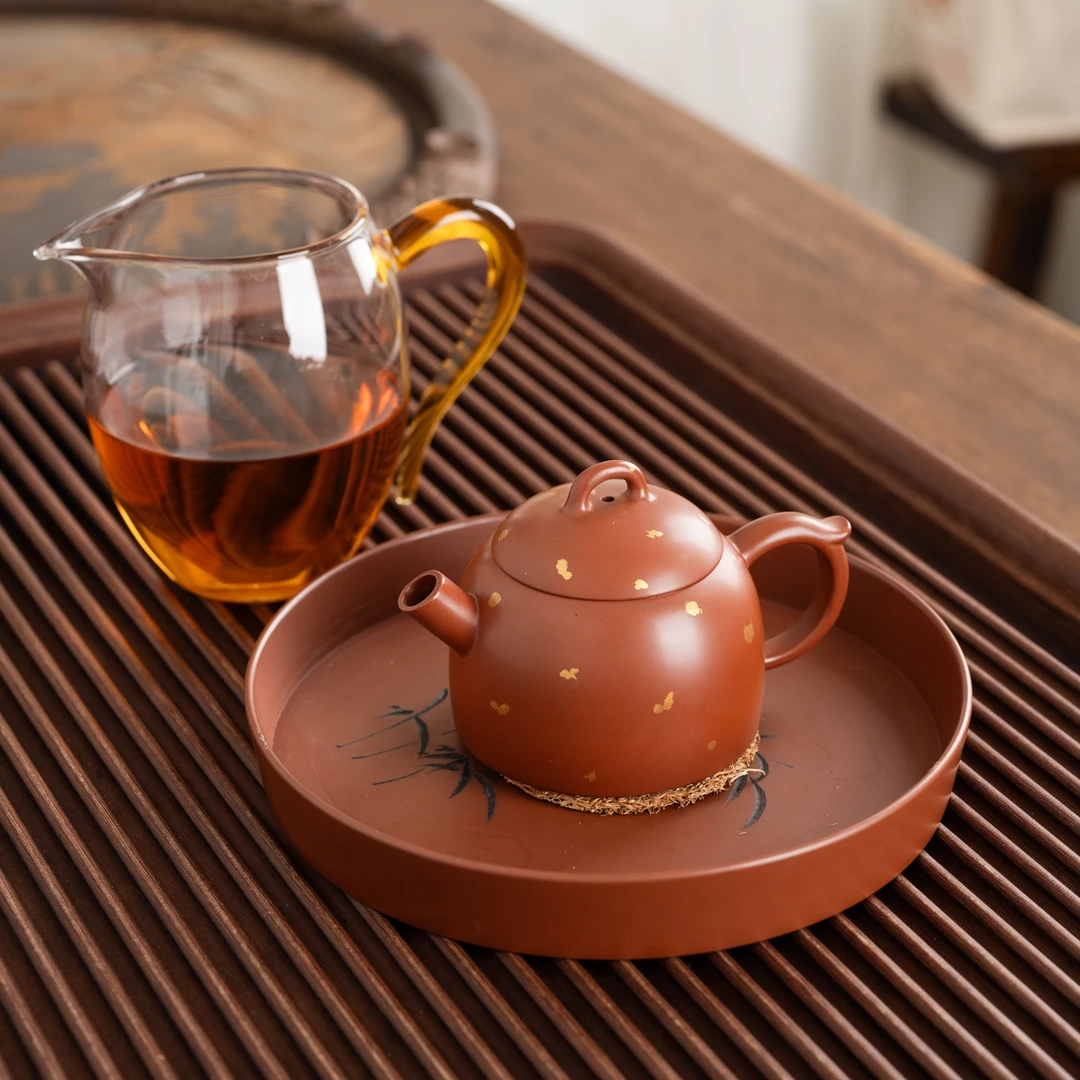 『洒金炮嘴小秦权』坭兴陶茶壶球孔市级一人饮精工小壶120cc11549