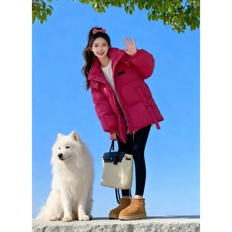 霖优【蝶羽花城】厚棉服外套女2025冬季新款宽松加厚保暖棉衣面包服