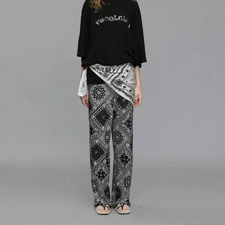 【VENA LABEL】25春夏VL25SSPA01AA设计师时髦复古腰果印花裤子