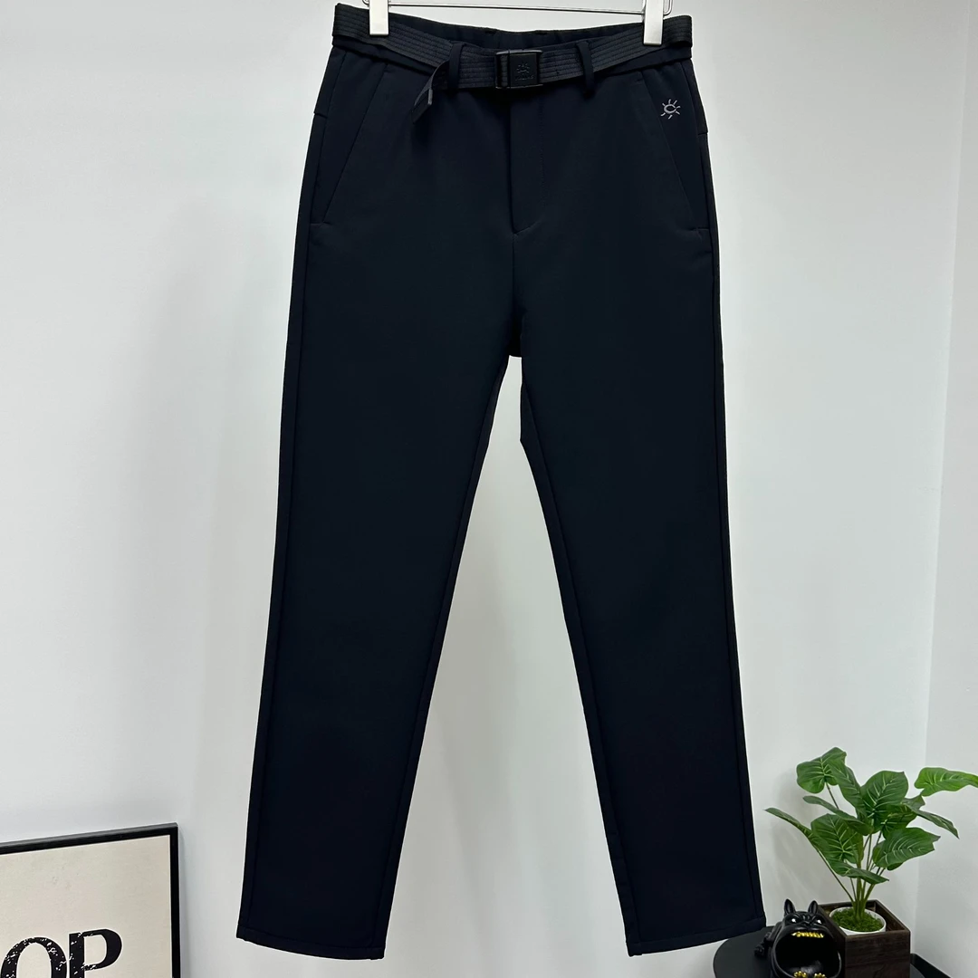 8131秋冬新款男士休闲裤加厚时尚舒适刺绣长裤户外防风保暖直筒裤