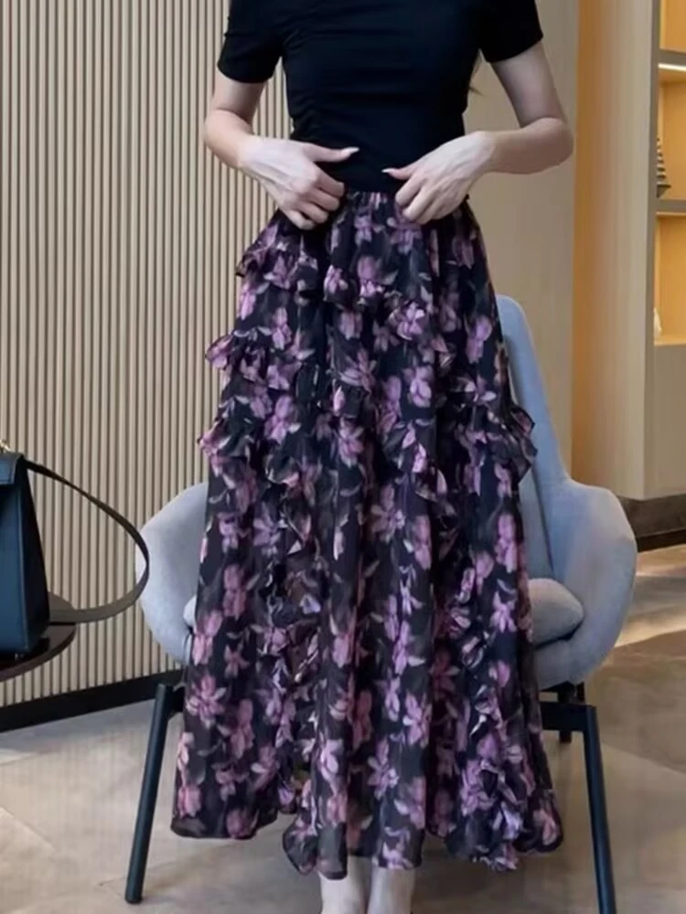2025夏季新款法式气质女人味时髦高腰半身裙女小个子显瘦遮肉长裙