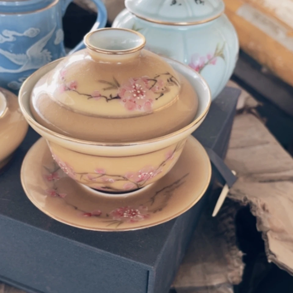 【闪购商品】紫砂茶盘段*军盖碗1套