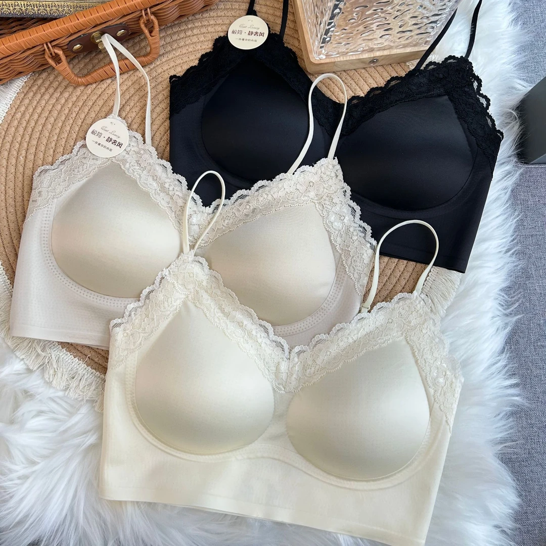 【奶皮蕾丝聚拢美背】无钢圈文胸罩性感纯欲三角杯内衣-8218