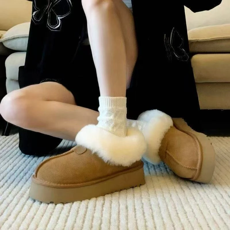 【万达撤柜】U家羊皮毛一体厚底塔次特雪地靴女厚底增高保暖女靴