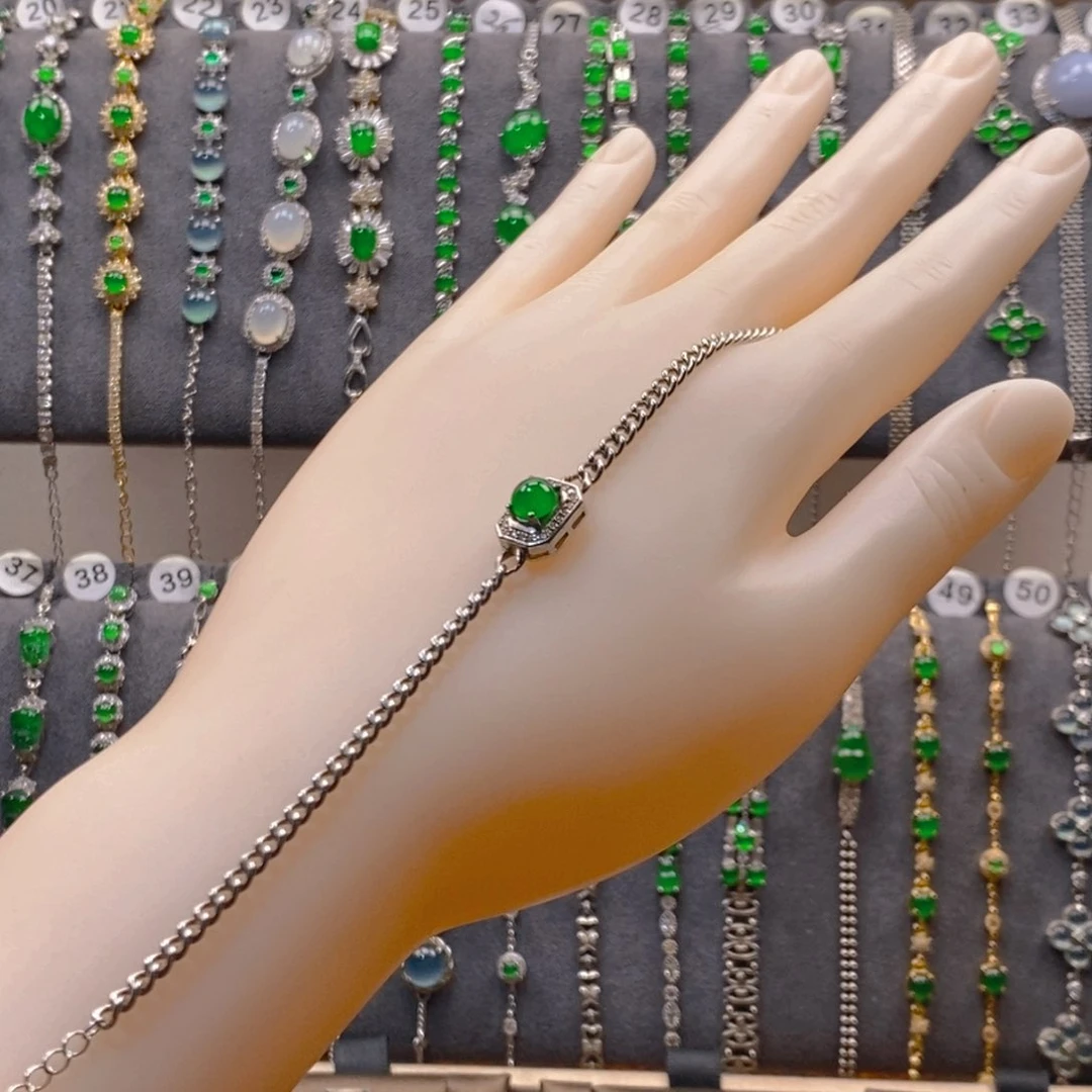 颈饰银S925镶嵌翡翠翡翠手链