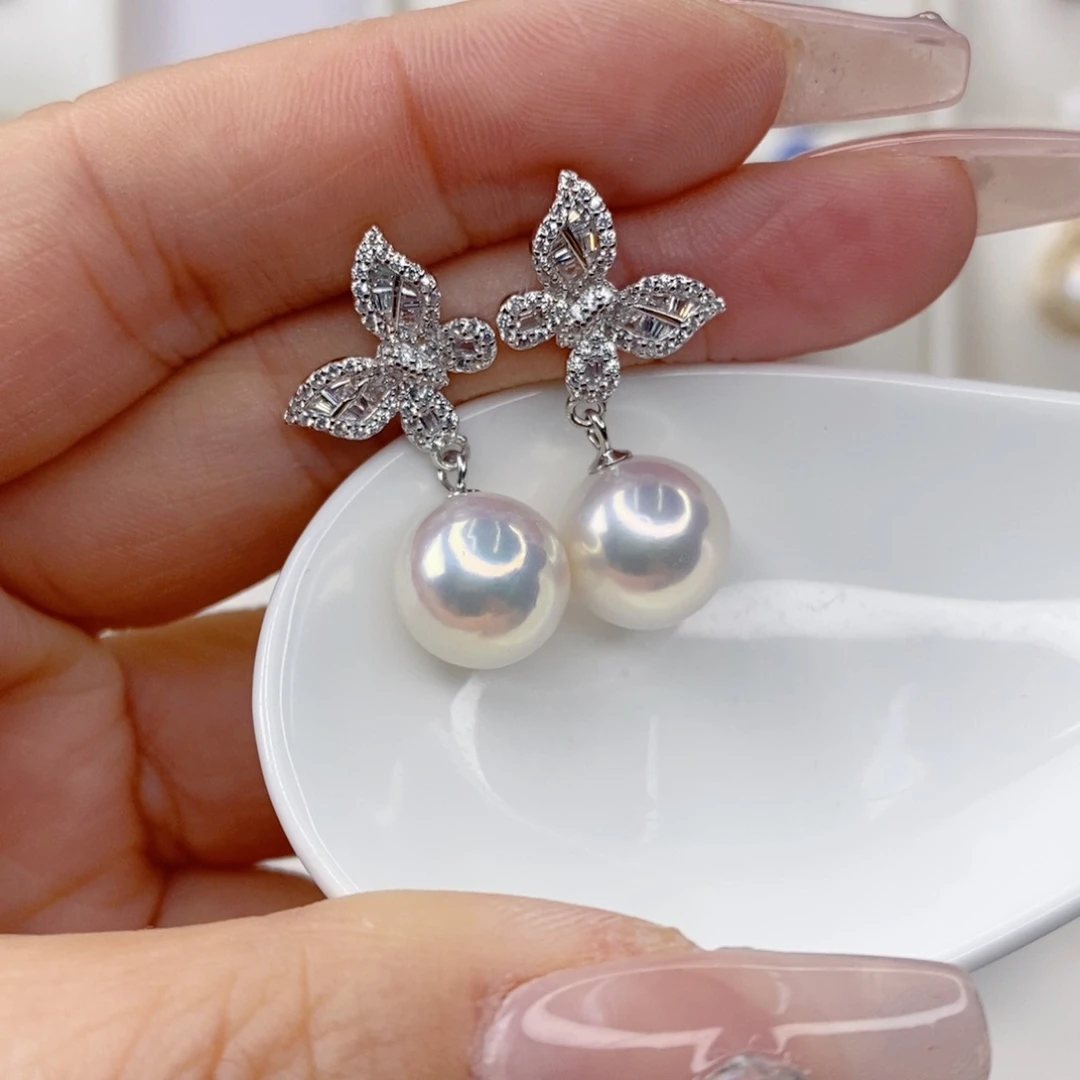 淡水珍珠耳饰银S925镶嵌陌*末