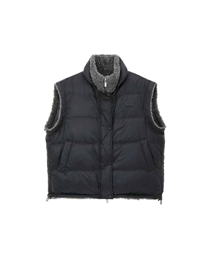 AVVENN2025冬季新品正反两穿H版型黑灰色羽绒马夹AL90505710