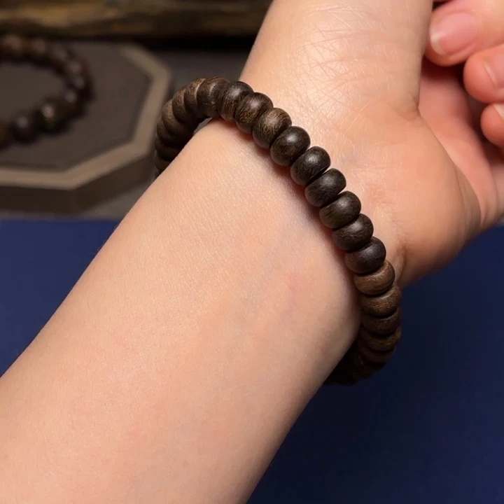 手串沉香越南富森红土瘤疤算盘珠5×8单圈