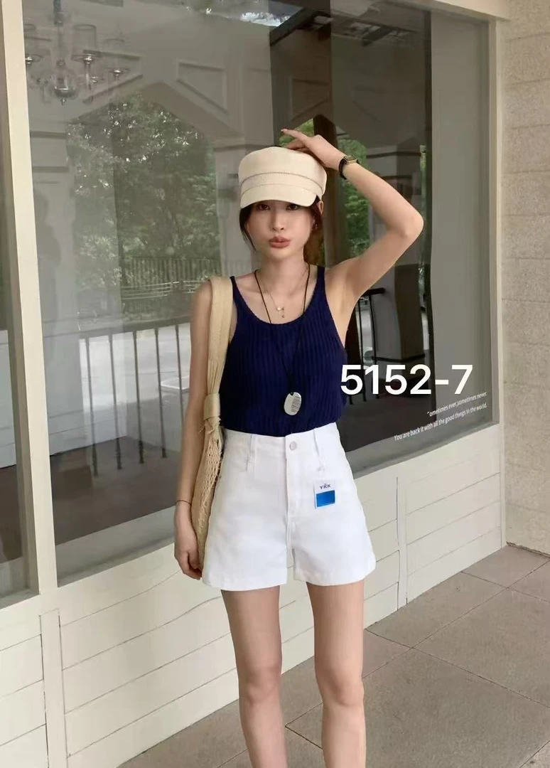 【5152】伊妮儿  夏季高腰高弹牛仔短裤 软糯舒适