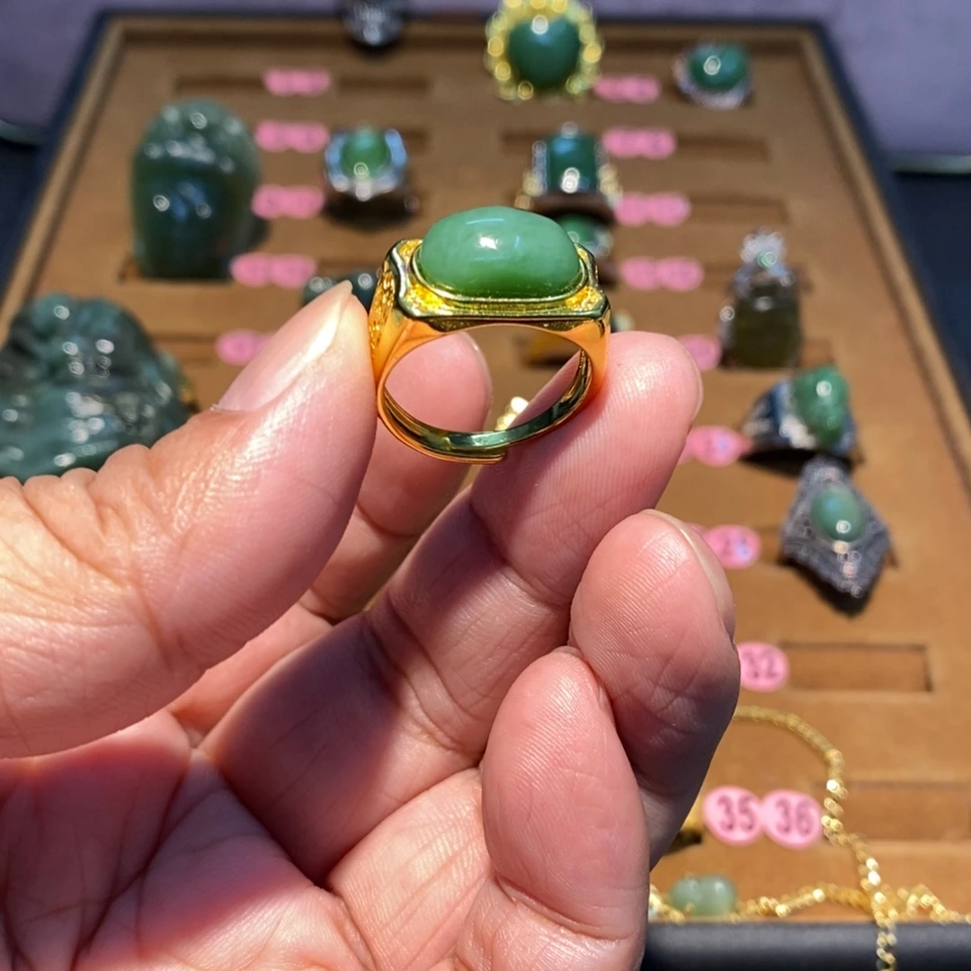 和田玉（碧玉）未镶嵌戒指