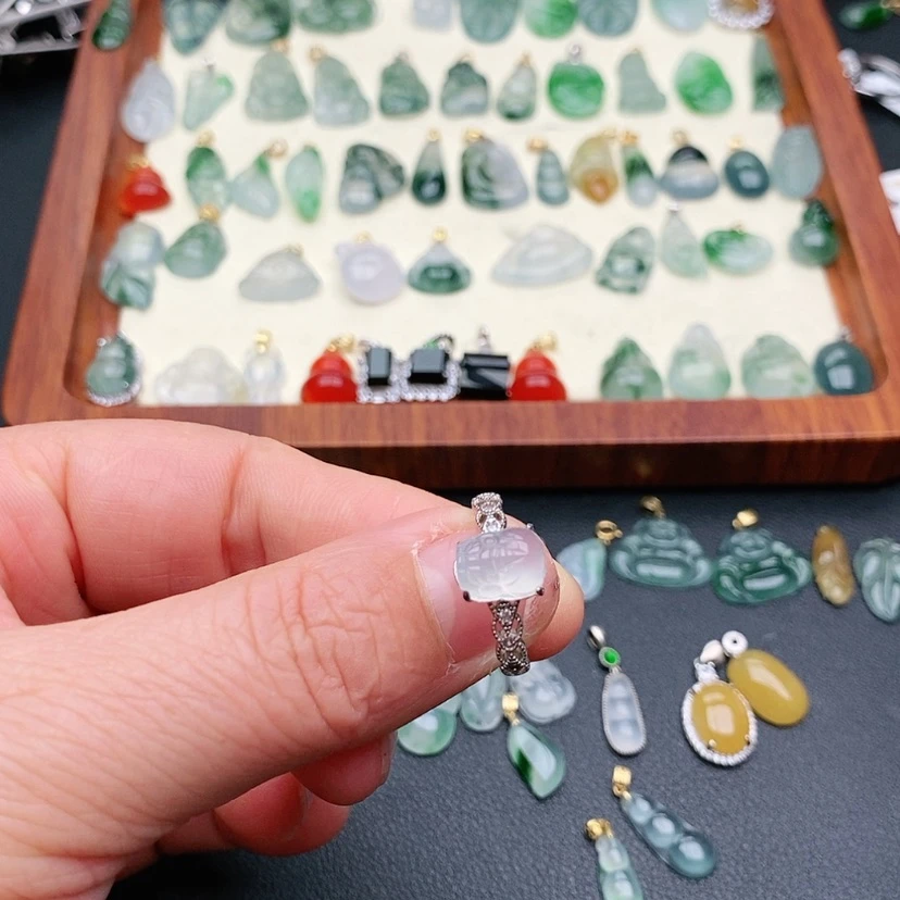 【闪购商品】翡翠戒指银S925镶嵌A**a戒指