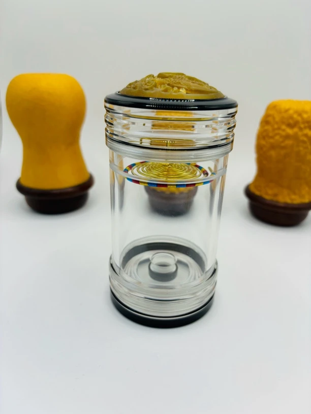 黑色勇罐60蝈蝈叫罐有机玻璃鸣虫专用罐 鸣虫虫具牛角蒙心随机图