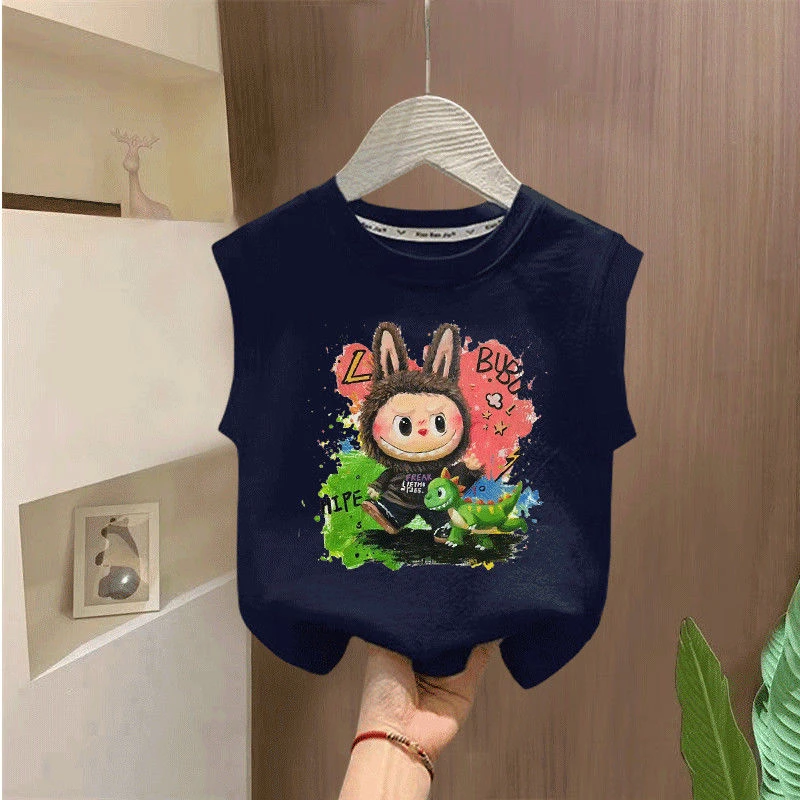 新款中小童韩系ins风上衣女童宝宝甜美拉布布纯棉t恤夏季背心衣衫