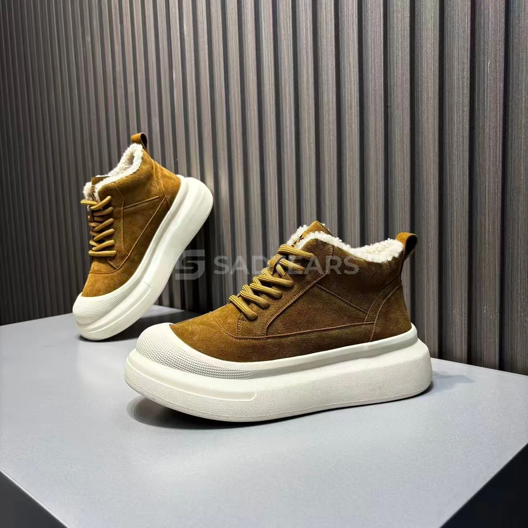 高端男鞋轻奢高帮棉鞋2025冬季新款加绒保暖软底厚底增高休闲鞋男