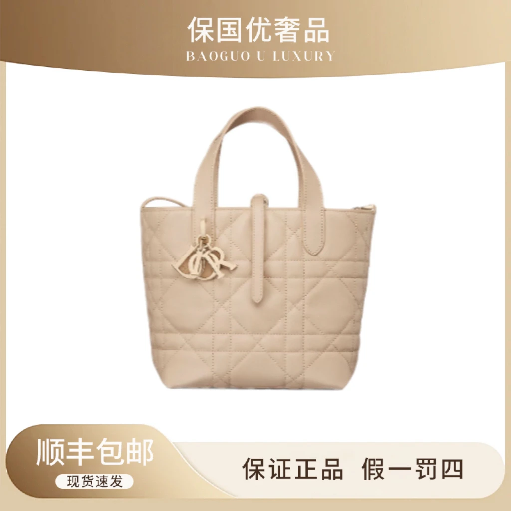 99新 DIOR/迪奥 99新 胭脂米色 竖版小号土著 手提斜挎包