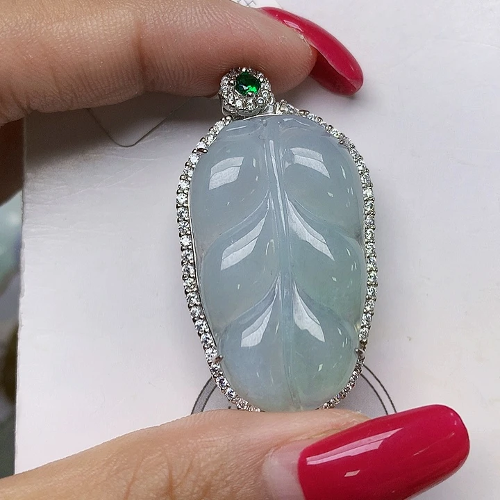 颈饰银S925镶嵌翡翠天然翡翠