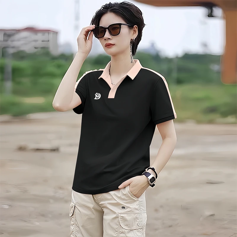 冰丝运动短袖t恤女POLO衫夏季新款大码休闲显瘦洋气宽松通勤上衣