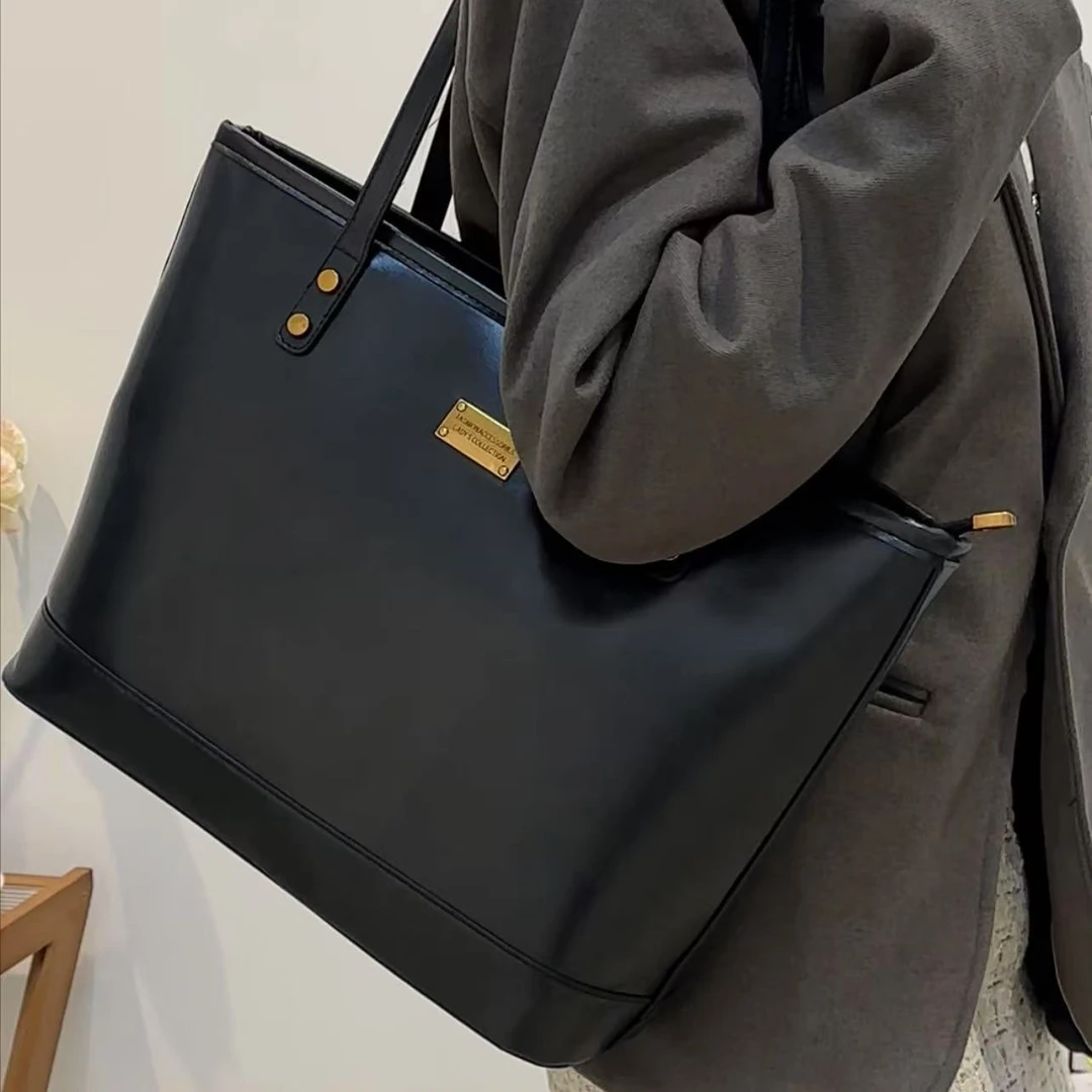 休闲时尚多功能高级大容量托特女秋冬学生通勤手提单肩包腋下