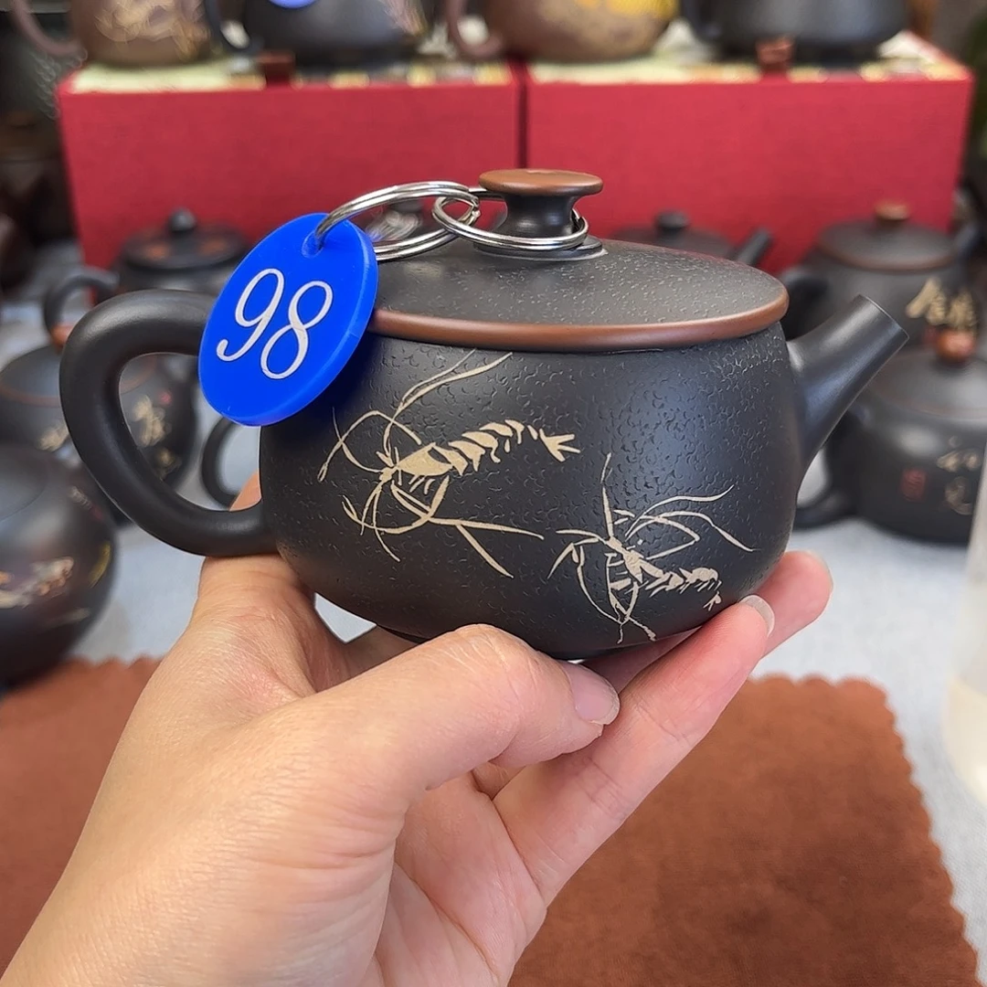 200毫升纯手工荔枝纹刻填大口