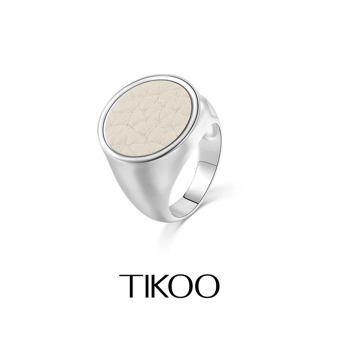 TIKOO 铜合金戒指 圆盘皮女轻奢高级小众独特冷淡红色新年指环