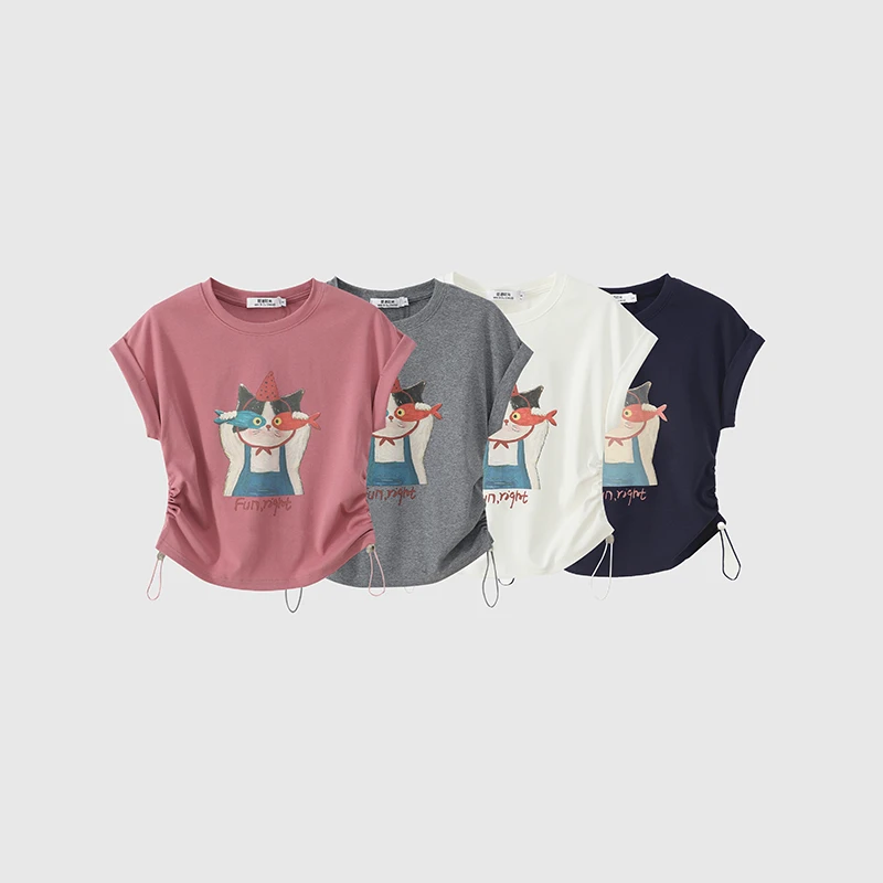 【蔓迪欧尚】2025新款时尚洋气百搭抽绳短袖（25110）A