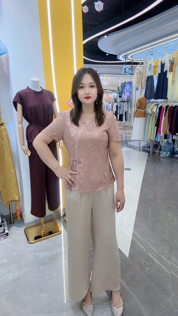 薄款长裤纽扣休闲女装