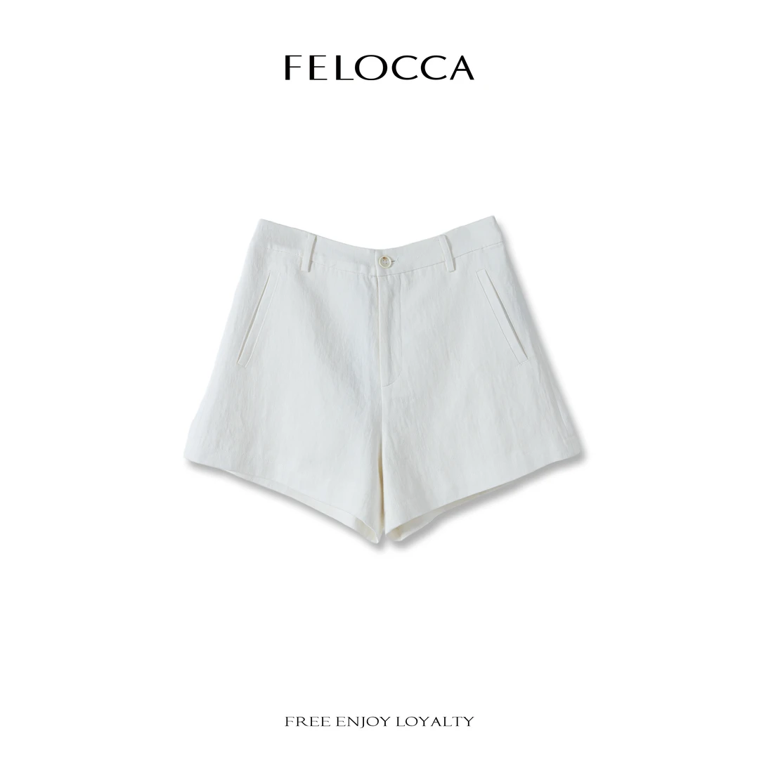 【FELOCCA】挺感高腰极简松弛感高腰短裤轻奢风裤子25SKZ124