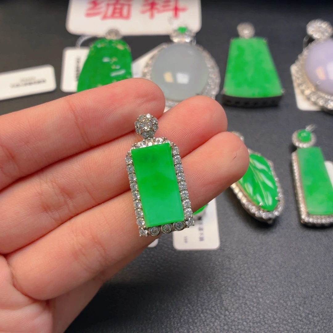 翡翠银S925镶嵌吊坠(不含链)