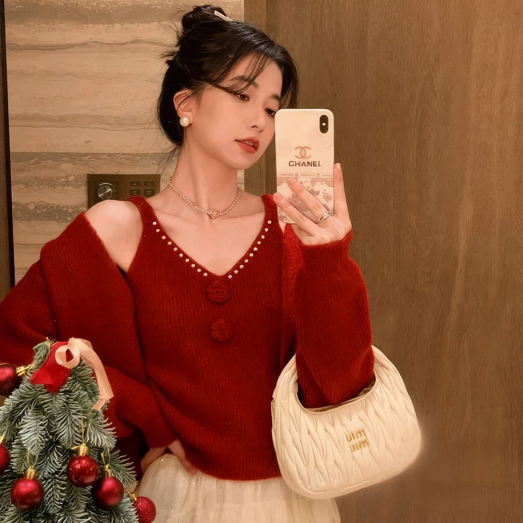 《两件套》秋季新款针织开衫外套吊带两件套装老钱风女装毛衣女百搭