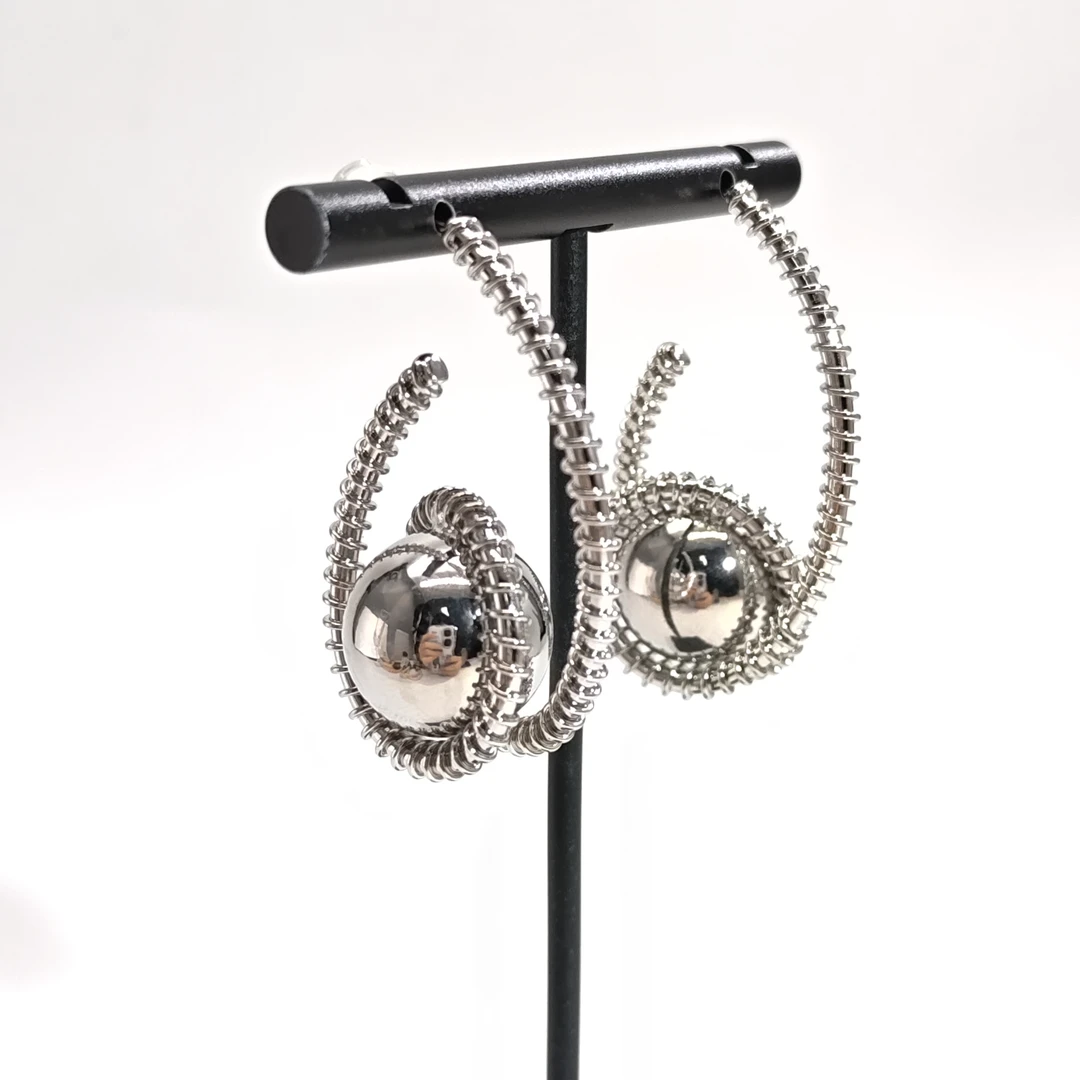 铜合金耳饰 06854时尚气质设计感螺旋缠绕球球个性耳环