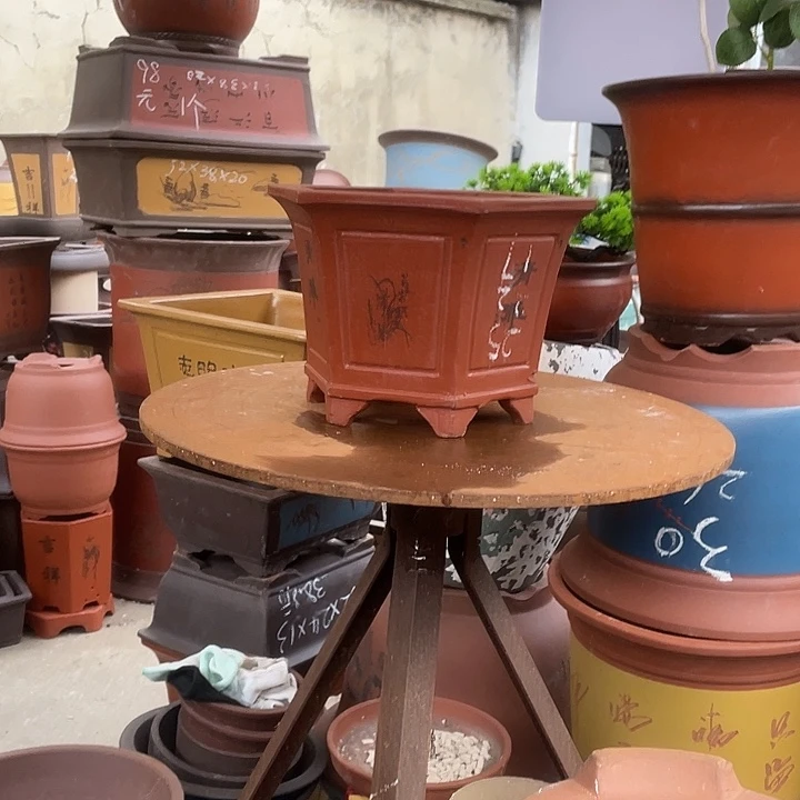 25红清雅六方花盆紫砂花盆