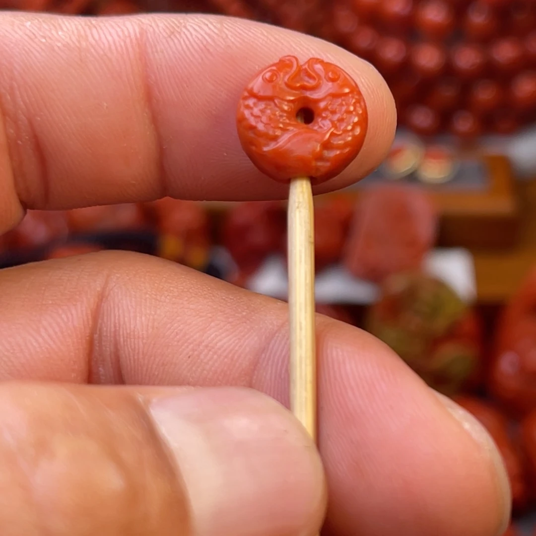 南红玛瑙瓦西精工双鱼扣卡12mm未镶嵌