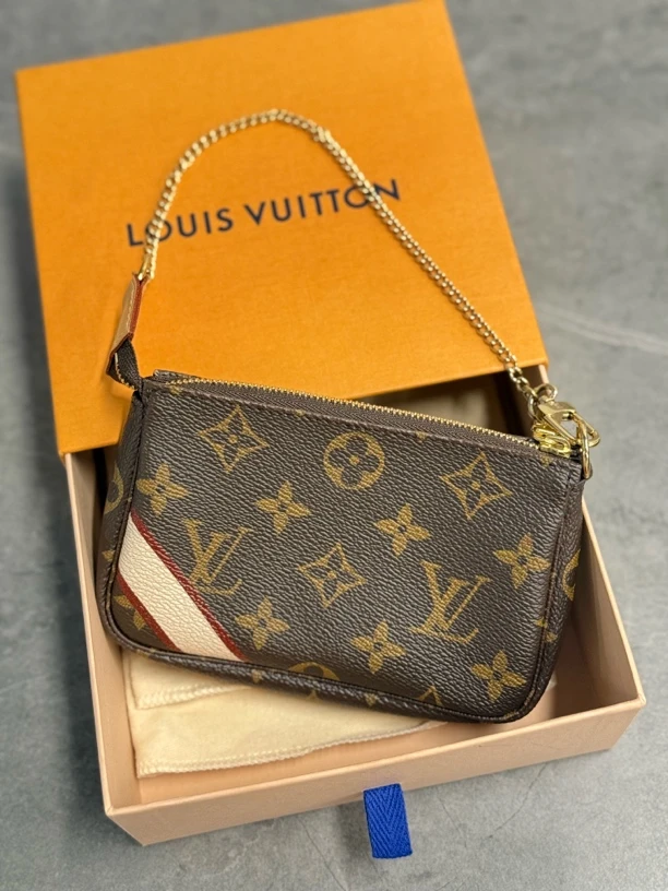 95新 LouisVuitton/路易威登 全皮老花定制款mini麻将单肩包