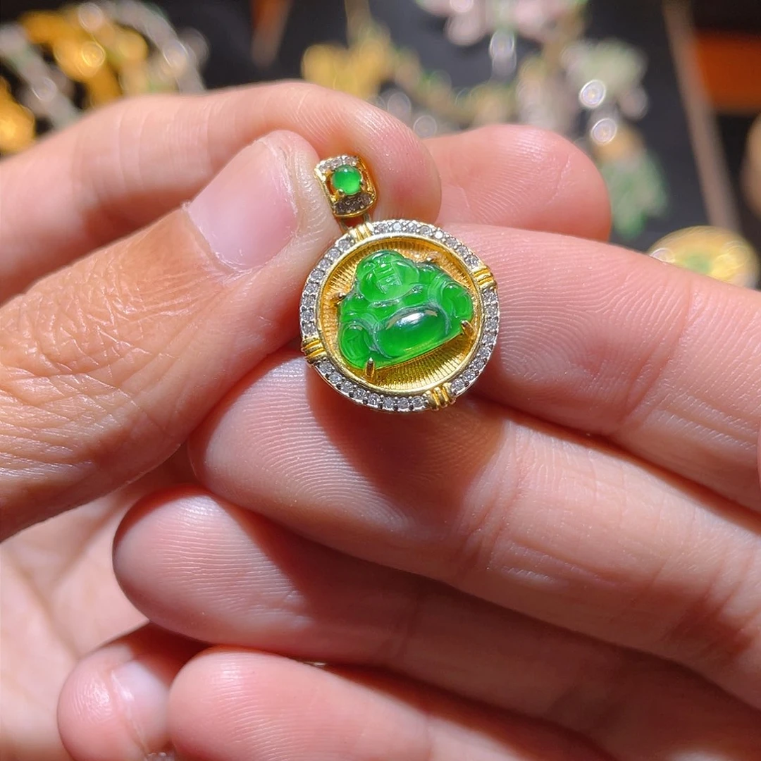 翡翠吊坠(不含链)银S925镶嵌