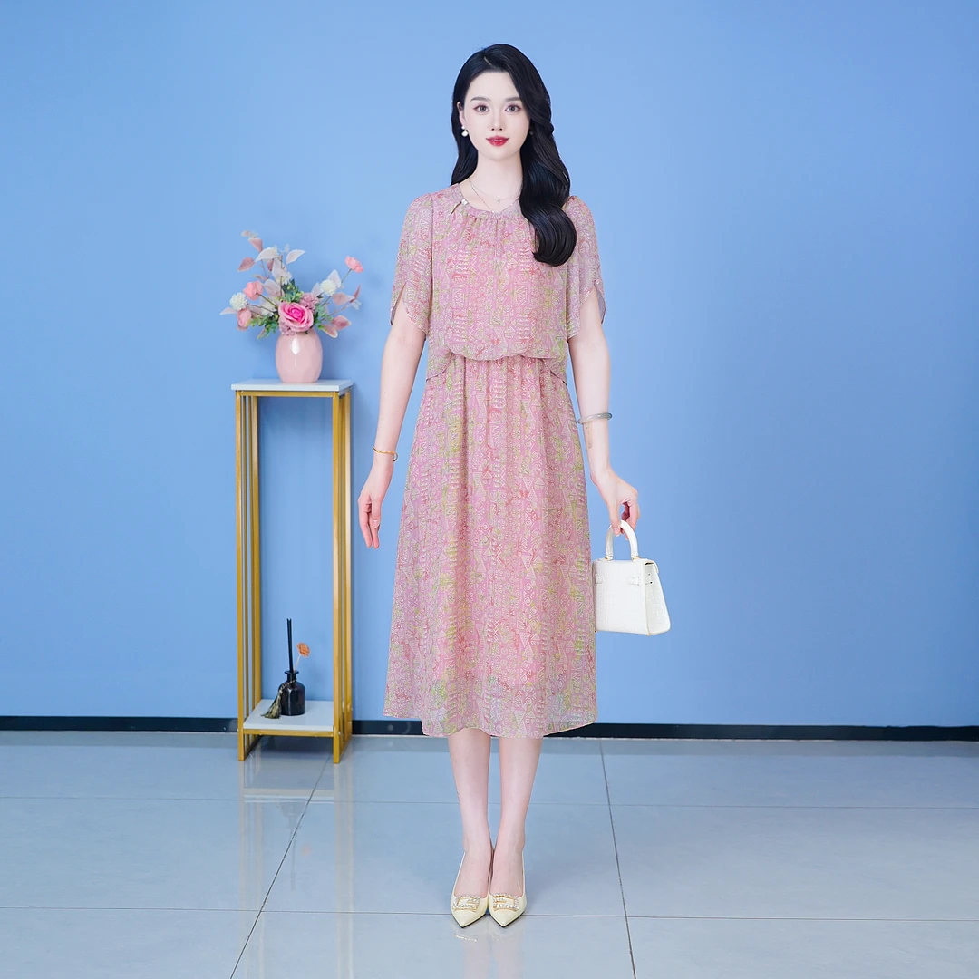 【SJYH2260】2025年夏季新款时尚优雅减龄连衣裙显瘦气质