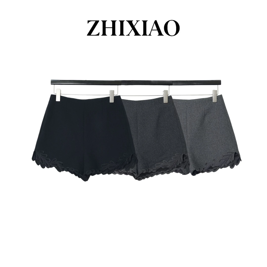 【ZHIXIAO】秋冬新款：羊毛刺绣短裤336