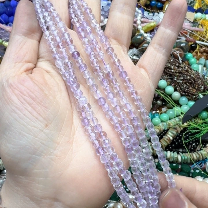合金玛瑙/玉髓珠宝半成品一条4m紫水晶方糖